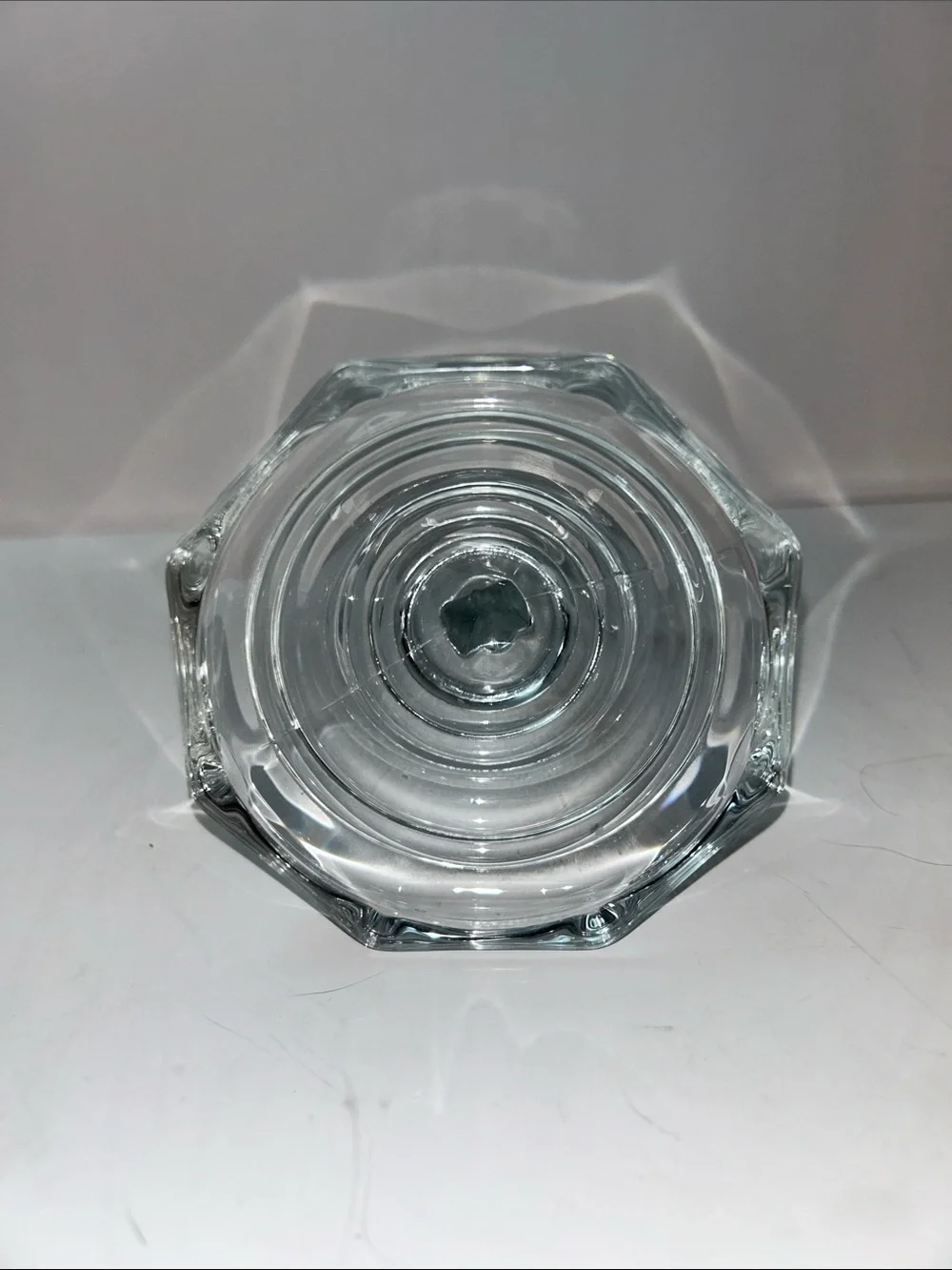 Vintage INRI Clear Glass Crucifix Jesus Christ Cross Candle Holder